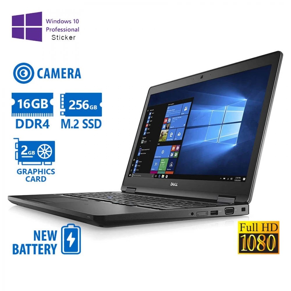 Dell Precision 3520 i7-7700HQ/15.6”FHD/16GB DDR4/256GB M.2 SSD/No ODD/Nvidia 2GB/Camera/New Battery